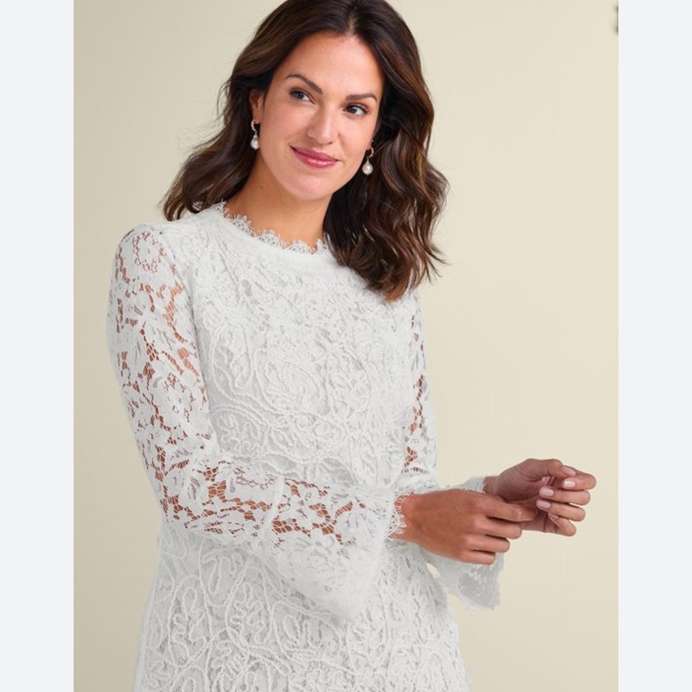 Soft Surroundings Lilith Floral Lace Overlay Eyelash Trim White Medium N… - Picture 4 of 4